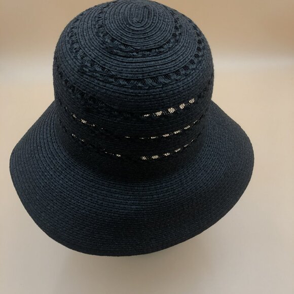 Magid Black Woven Sun Hat • Wide Brim Paper Straw • Resort Style - Picture 3 of 6